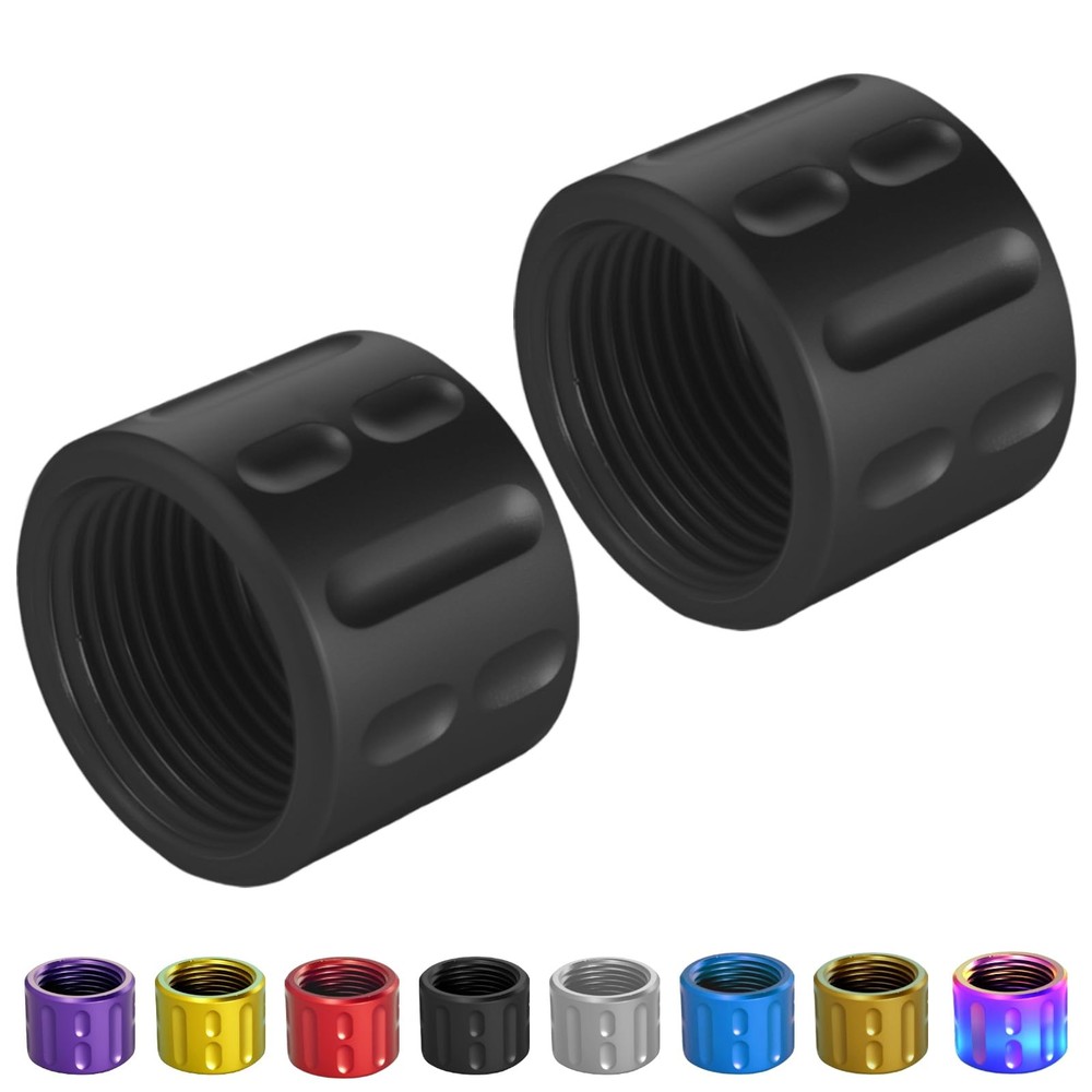 BZGREEN 2 Pack Thread Protector for 1/2 * 28 .22LR, .357- Aluminum, Black