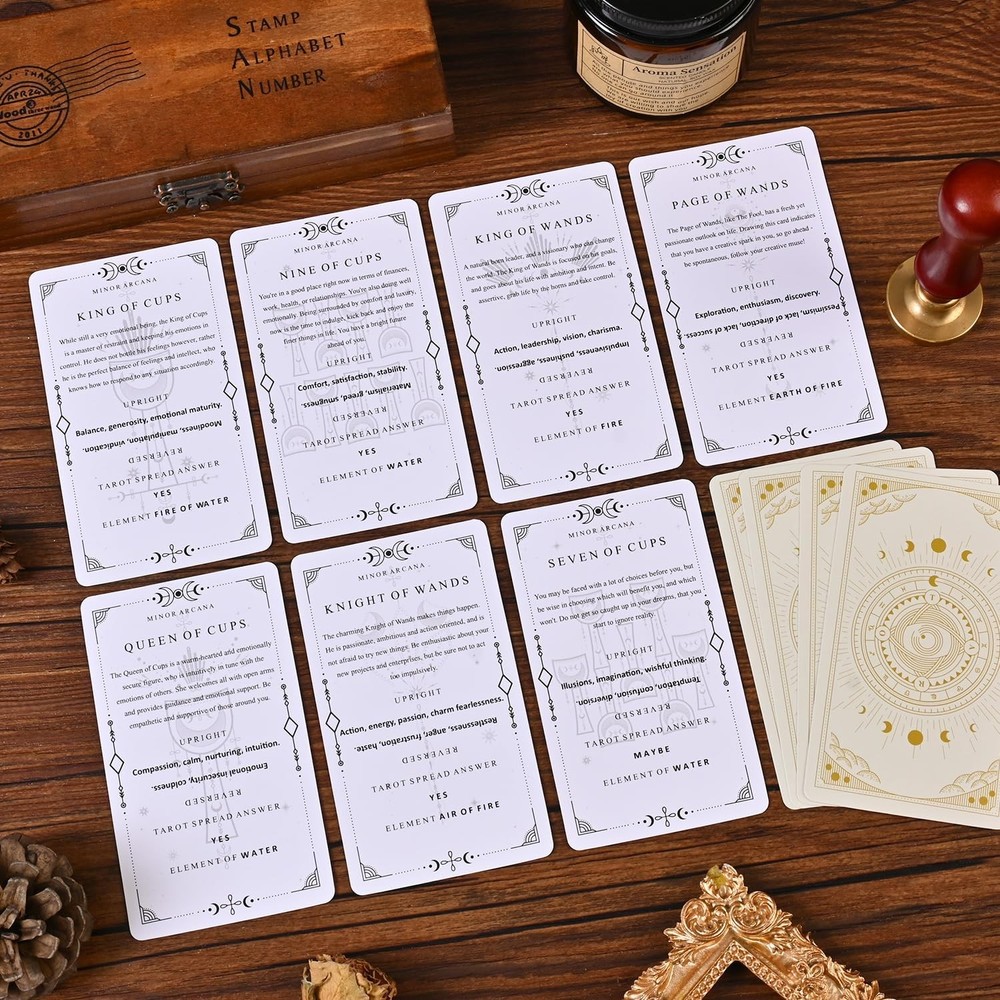 78 Clear Text Pattern Tarot Cards, Classic Tarot Learning Deck Fortune Telling G