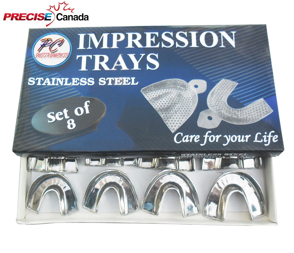STAINLESS STEEL EDENTULOUS IMPRESSION TRAYS SOLID 8 PCS SURGICAL