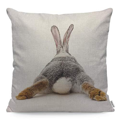WONDERTIFY Throw Pillow Case Cover Grey Rabbit Isolated on A White Multi 93
