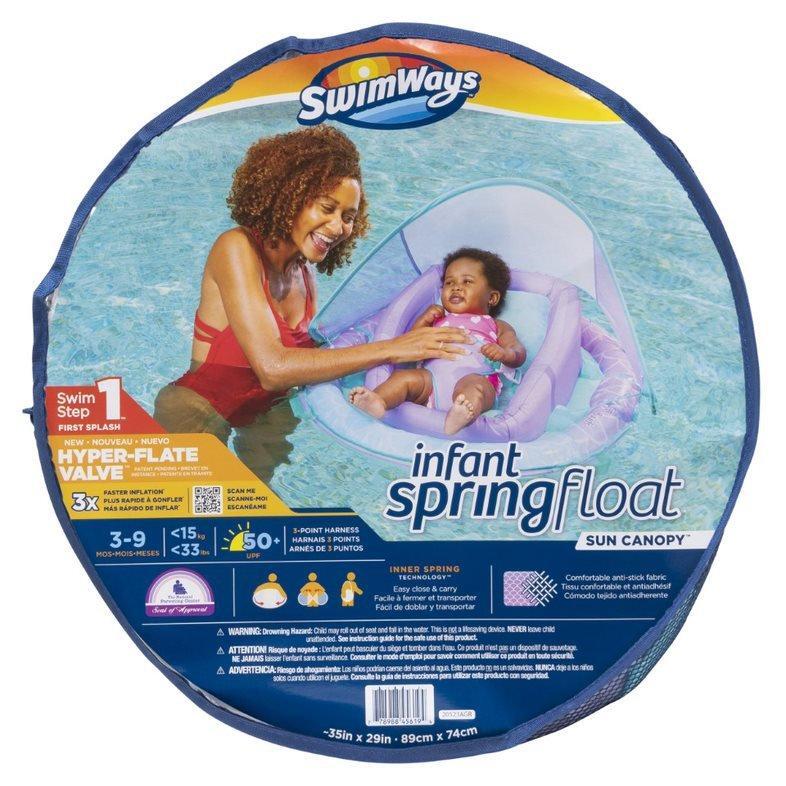 SwimWays Infant Baby Spring Float with Adjustable Sun Canopy - Light Purple