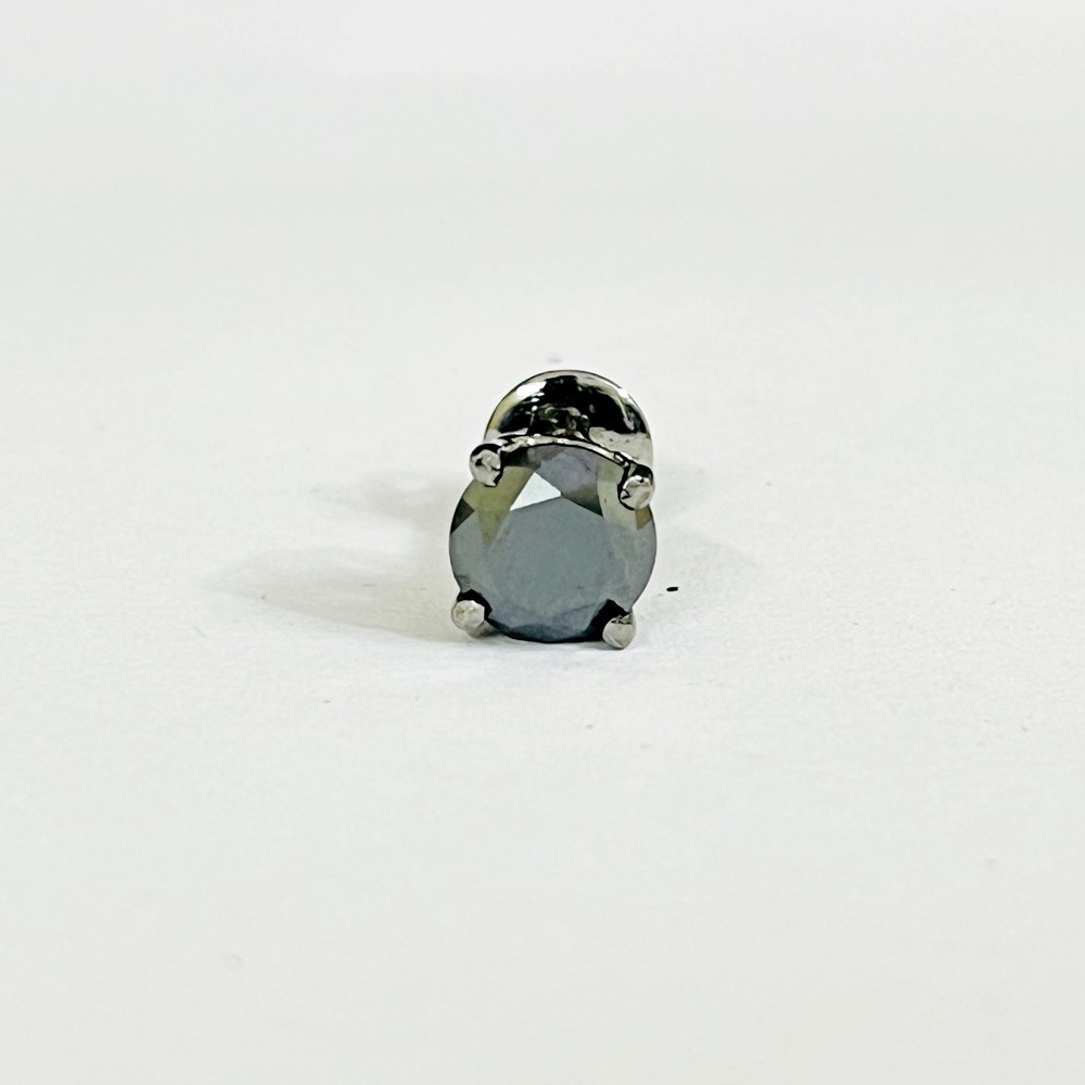 2 Ct Black Diamond Stud Single Earring Quality AAA Certified ! Birthday Gift