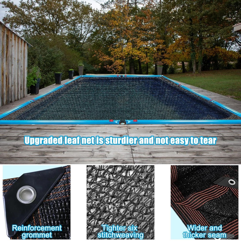 20 x 40FT Pool Leaf Net Cover- Thicken Rectangle Leaf Netting for Inground an...