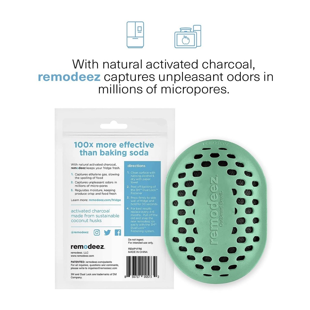 remodeez Refrigerator Deodorizer and Odor Eliminator, Activated Charcoal Bags...