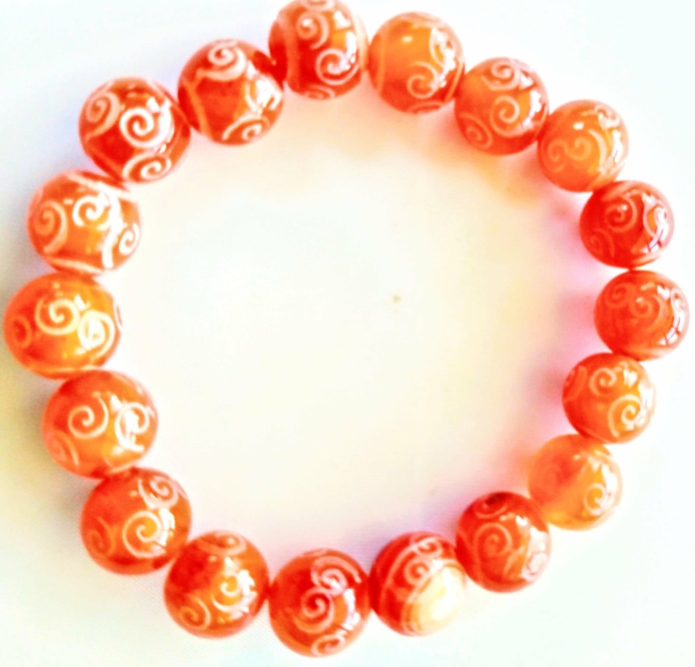 Carnelian Round Etched Beads