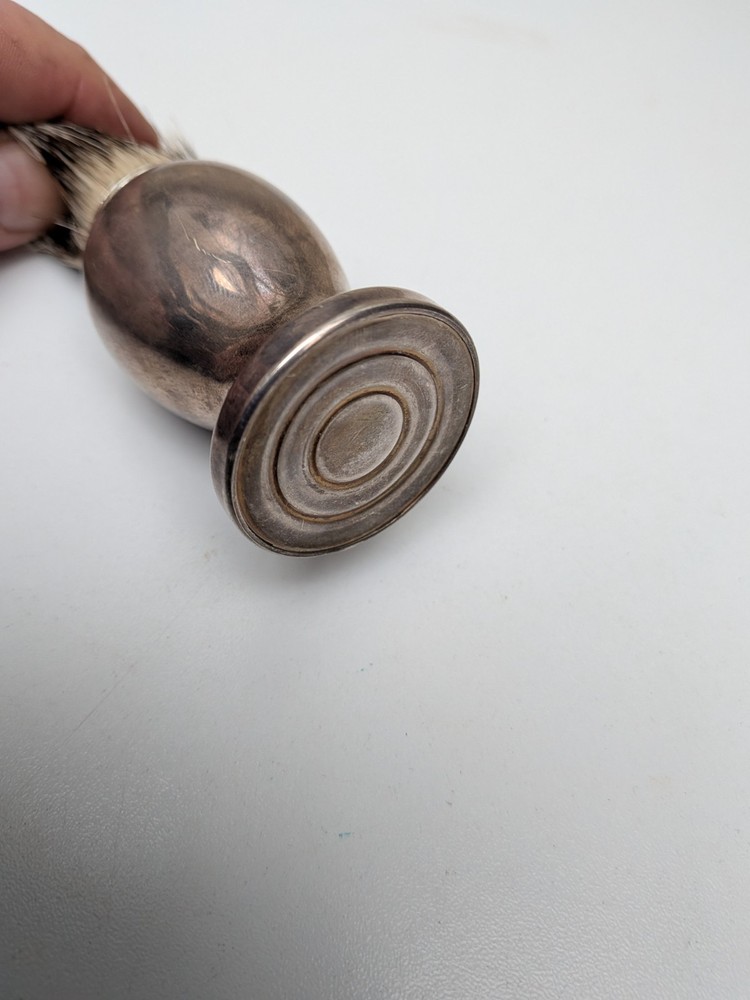 ANTIQUE STERLING SILVER HANDLED SHAVING BRUSH