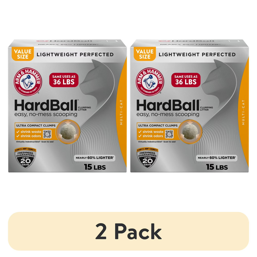 (2 pack) Hardball Lightweight Cat Litter, Clumping, No-Mess Scooping, Multi-Cat,