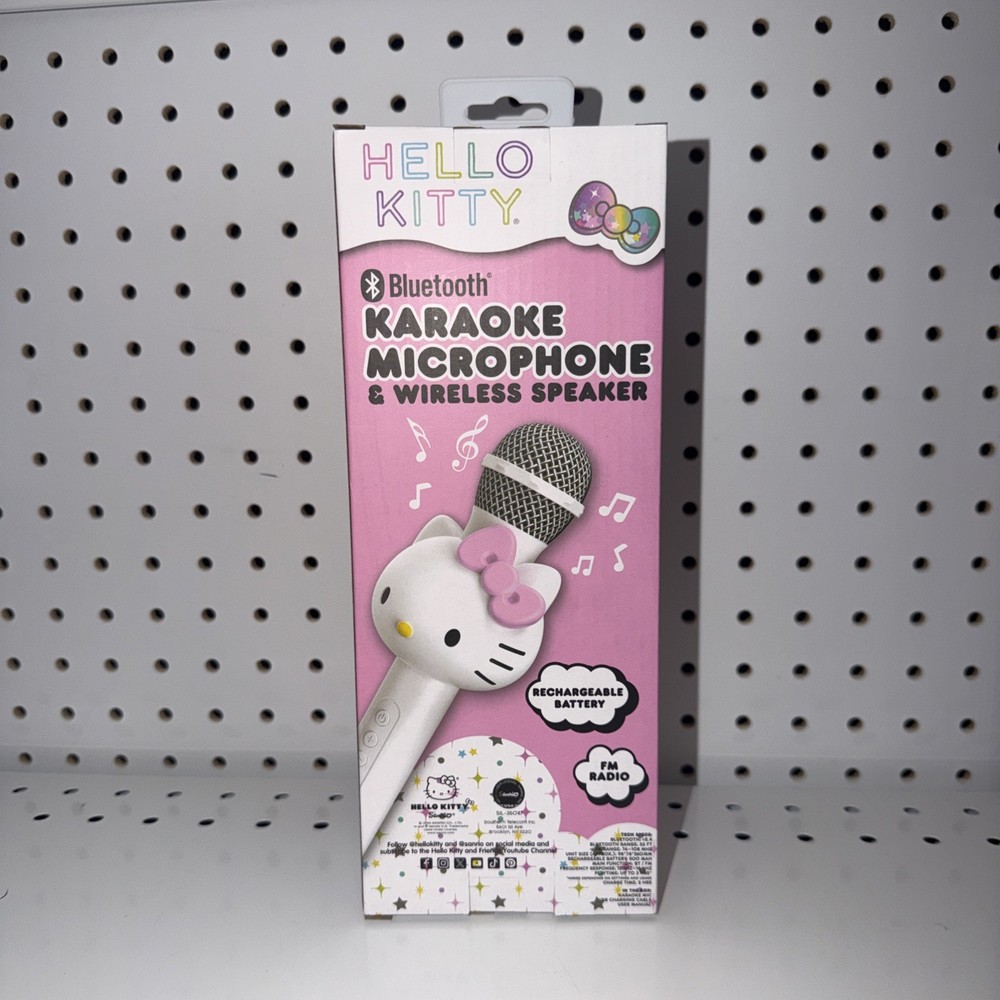 Hello Kitty Bluetooth Karaoke Microphone Wireless Speaker USB Charging Pink NIB