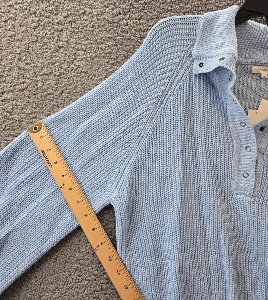 No Comment Kennedy Snap Button Sweater Juniors L Cashmere Blue Pullover L/S