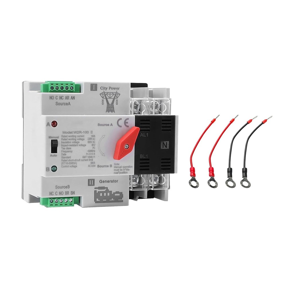 100Amp AC110V Automatic/Manual Transfer Switch 2P 50/60Hz, 2POLE 100A Mini ATS S