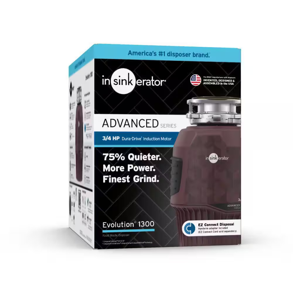 Evolution 1300, 3/4 HP Garbage Disposal, EZ Connect Continuous Feed Food Waste D