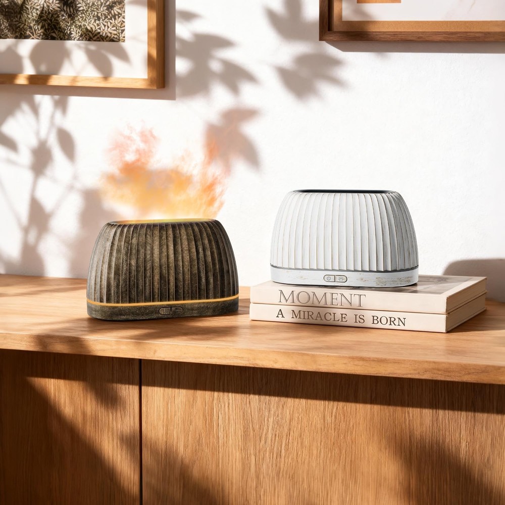 SOULORIGIN Essential Oil Diffuser, Flame Effect Aromatherapy Diffuser White