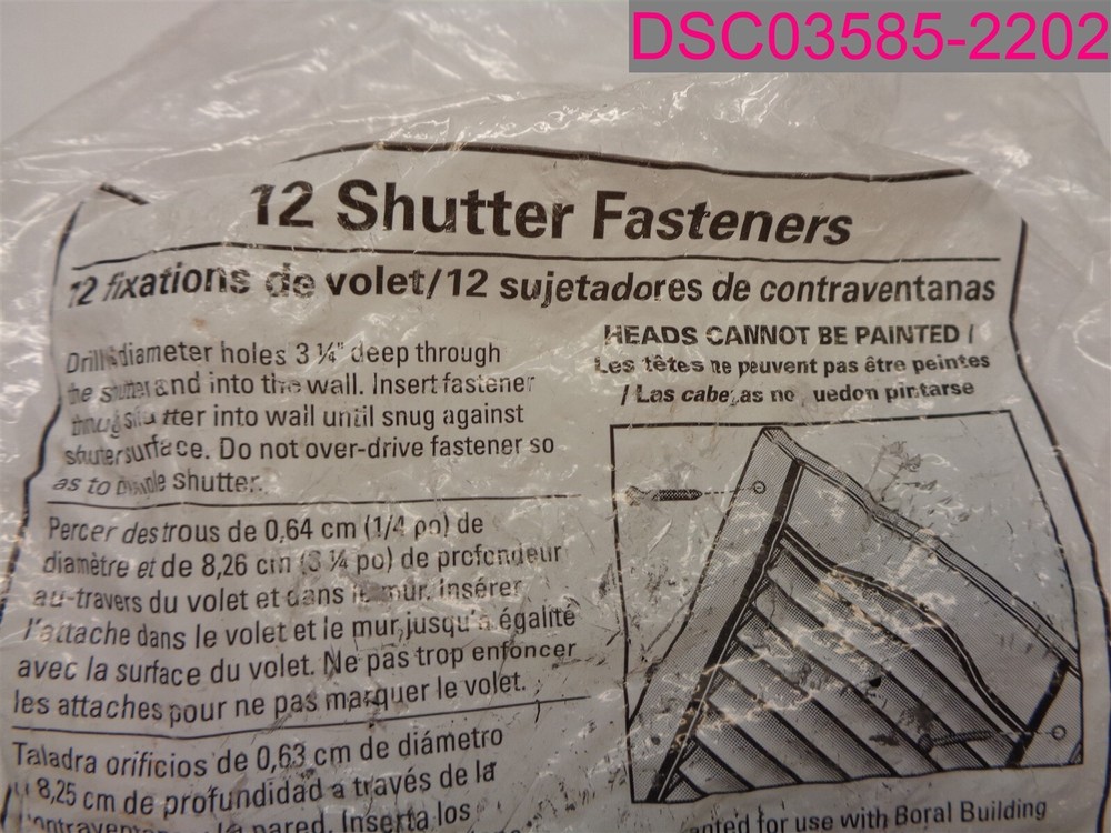 12 Pack; Shutter Fasteners Black. Boral Building Products