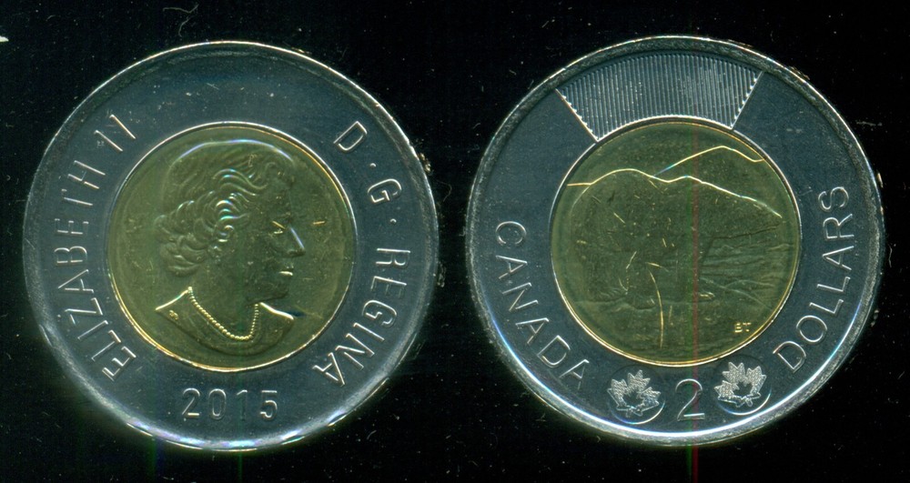 Canada 2015 $2 Toonie - Fresh from a mint roll