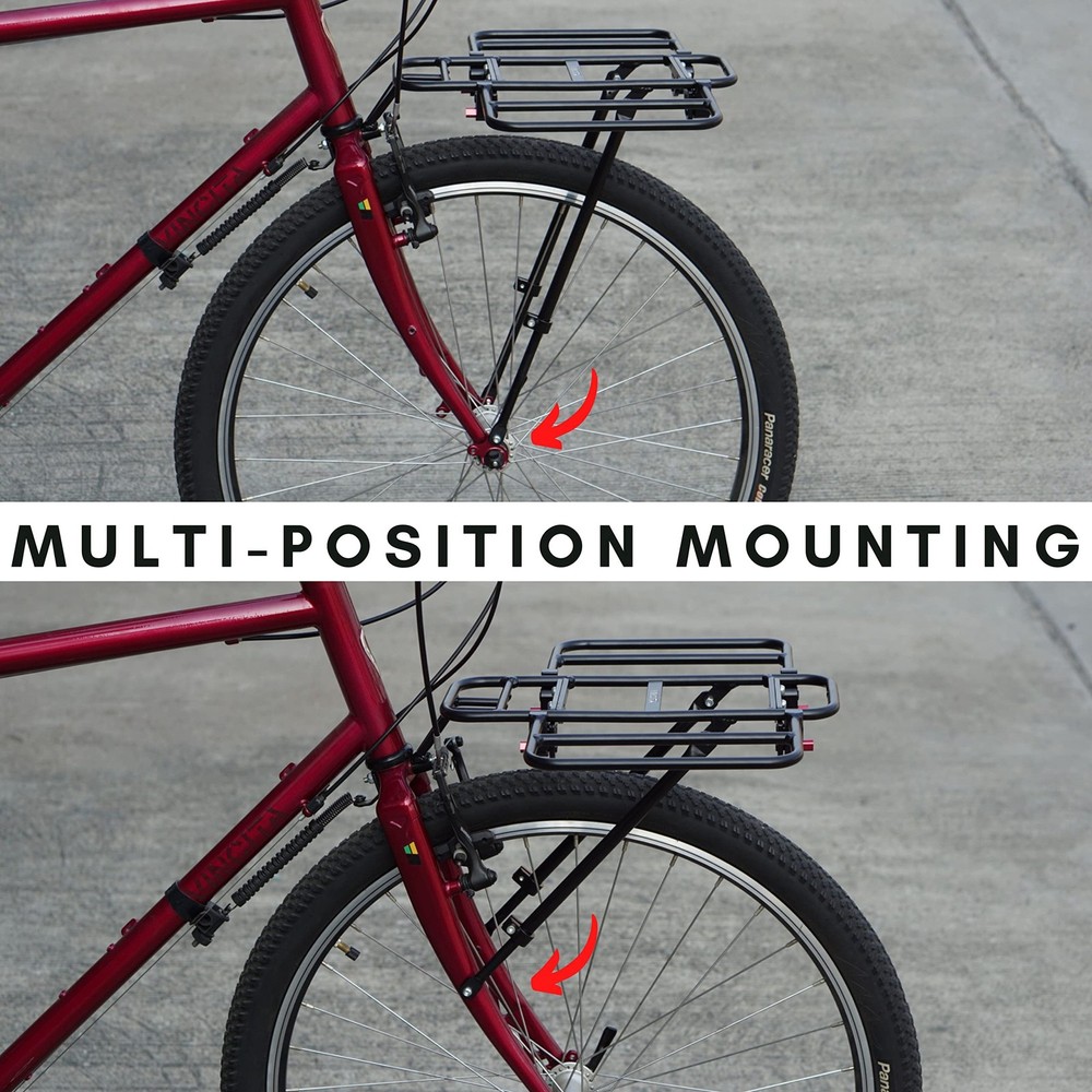 Expandable Bike Front Rack – Wide Pizza Rack Flatbed Platform with Foldable W...
