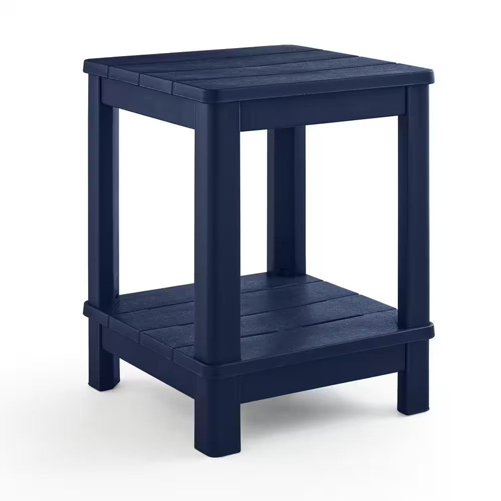 Deluxe 20 In. Resin Midnight Square Patio Side Table with Storage