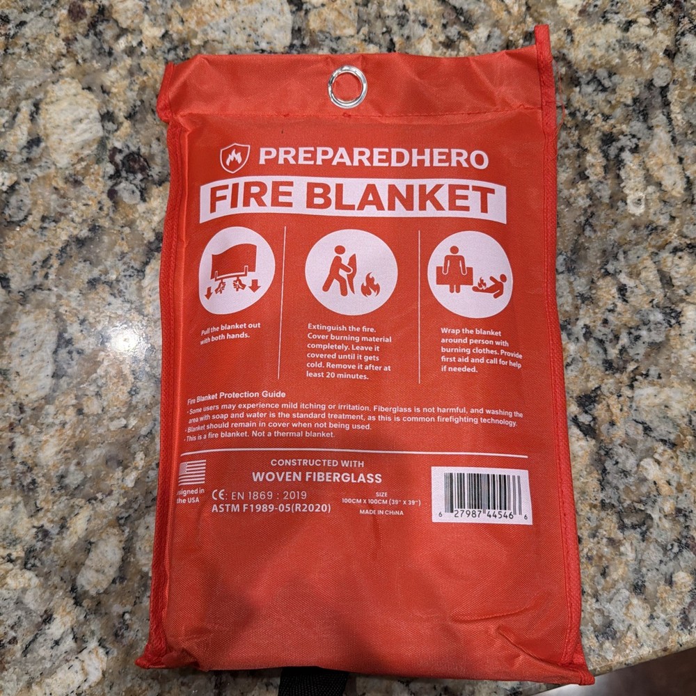 Prepared Hero Emergency Fire Blanket - 1 Pack - Fire Suppression for Kitchen,