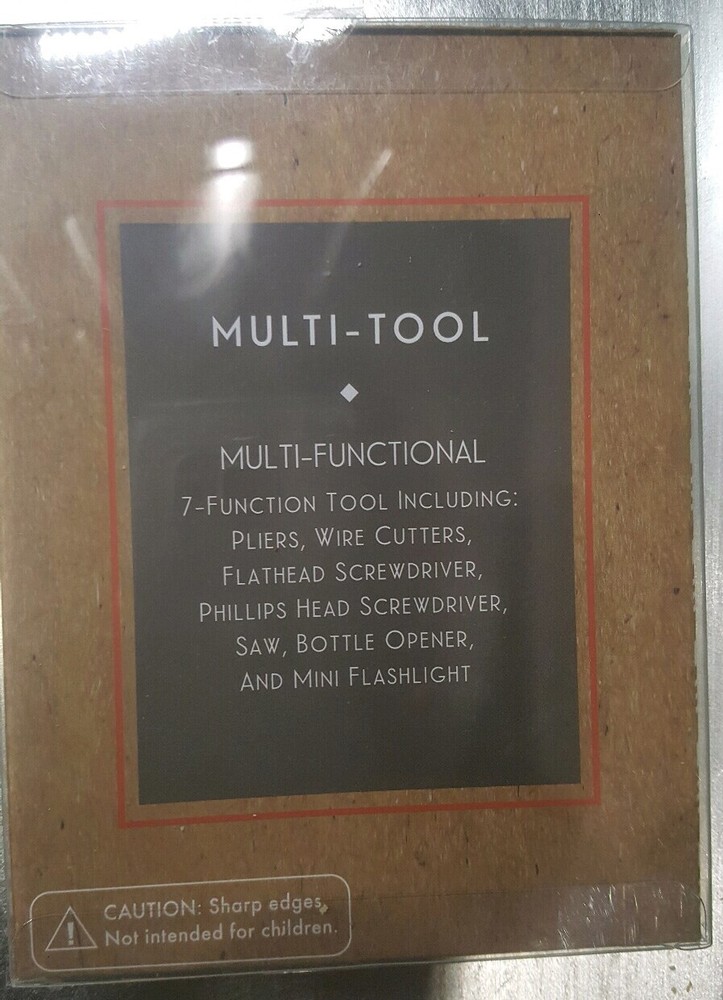 Multi functional tool: pliers, wire cutters, screwdrivers, bottle opener, light