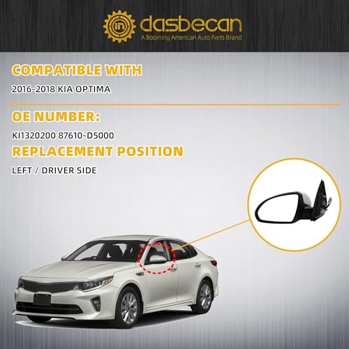 Driver Side Mirror Compatible With 2016 2017 2018 Kia Optima Left White