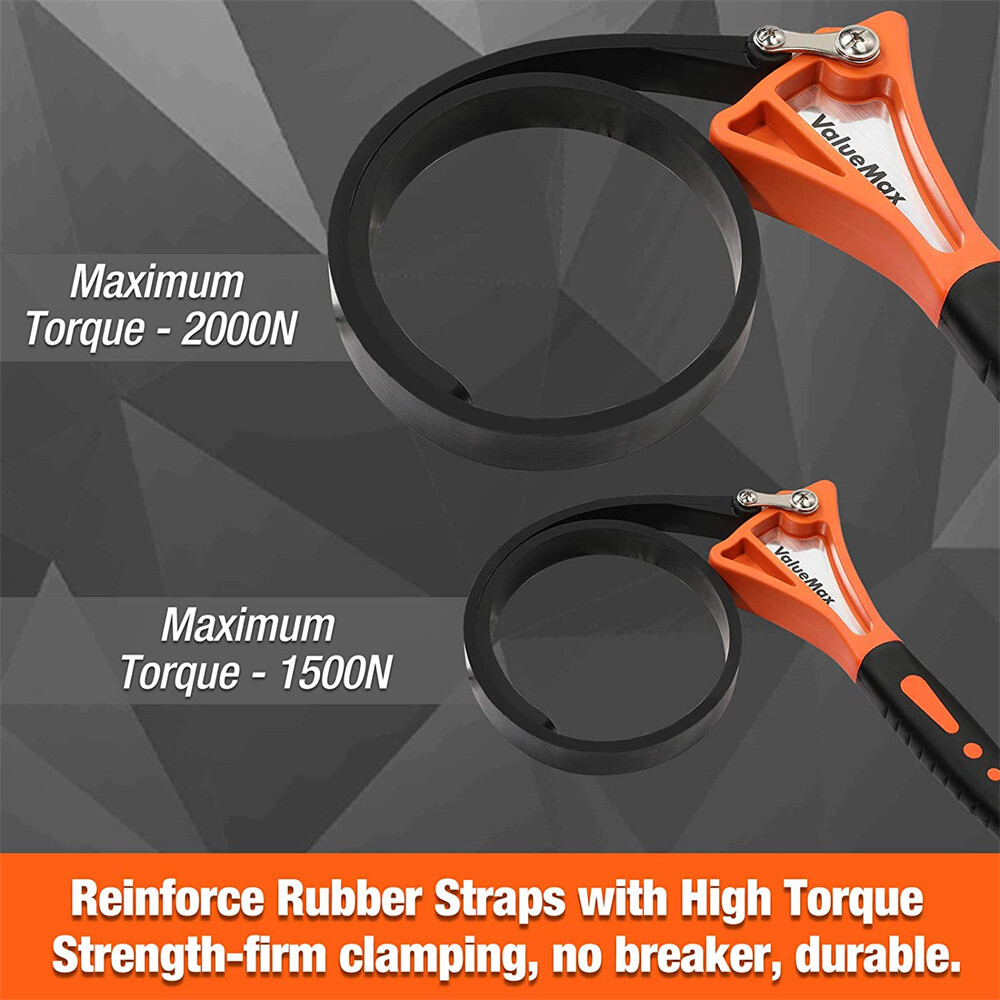 ValueMax 2 Pcs Rubber Strap Wrench Set Adjustable Strap,Comfort Nylon TPR Handle