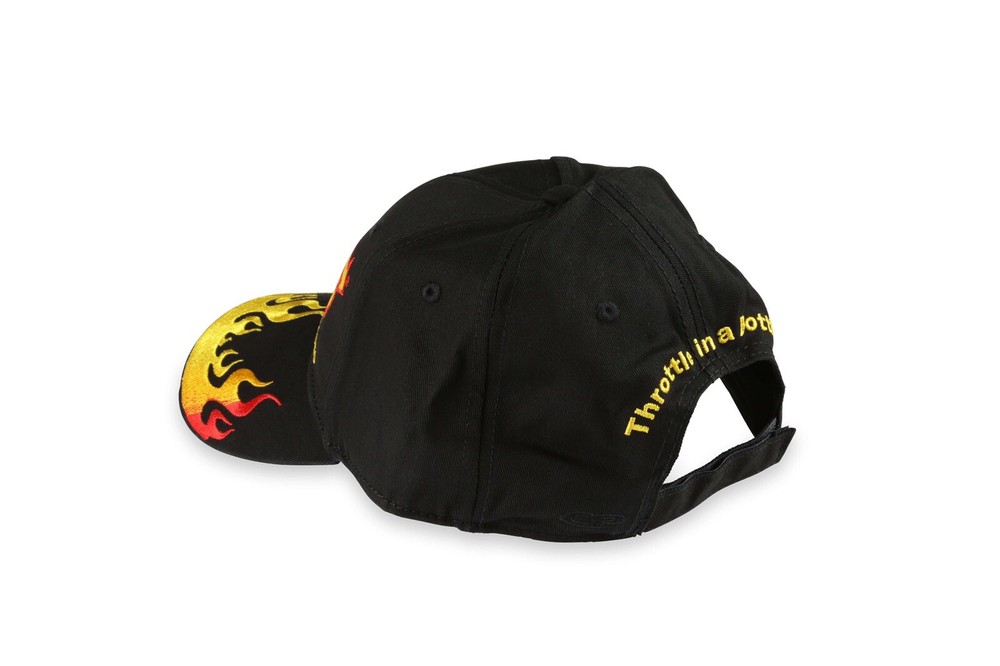 NOS Flamed Embroidered Adjustable Black Hat