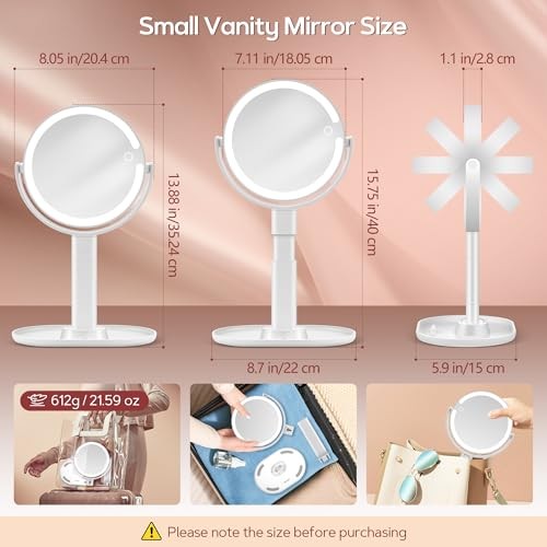Makeup Mirror with Lights, Lighted Magnifying Mirror 20X with 3 Lighting White