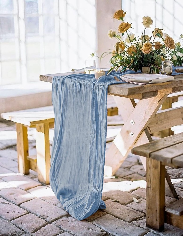24 Pack Dusty Blue Cheesecloth Table Runner, 10FT 24 Pack,