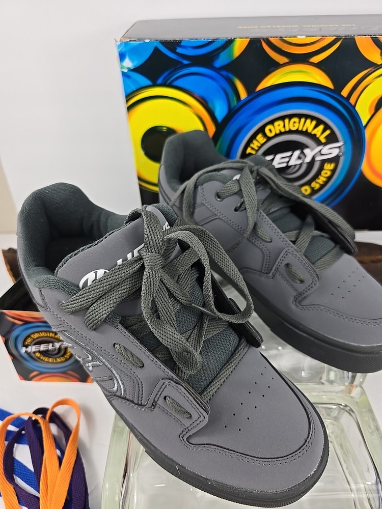 Heelys Motion plus Triple Charcoal Shoe Strings X 4 Tools Heel Cap Box New