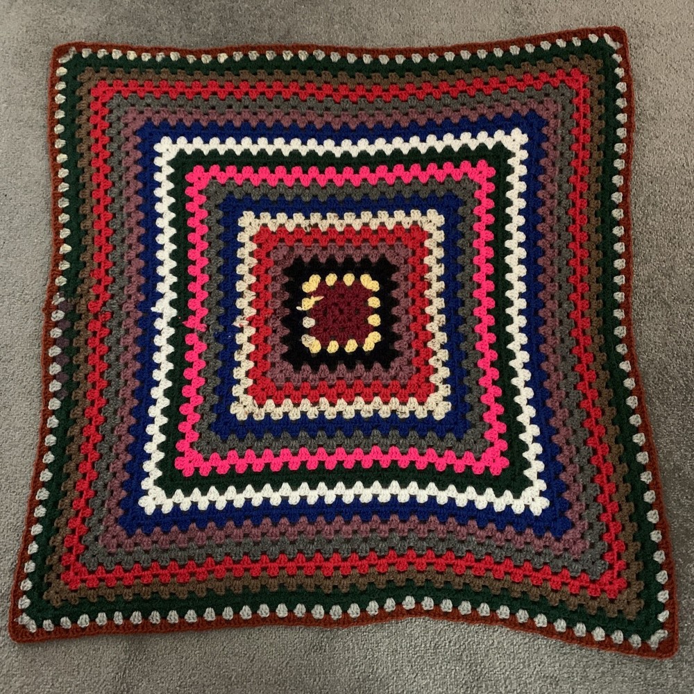Handmade Crochet Multicoloured Baby Blanket 28” x 28”