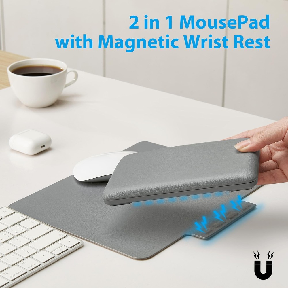 Ergonomic Mouse Pad with Wrist Rest, Leather Comfortable Mousepad, Natural Co...