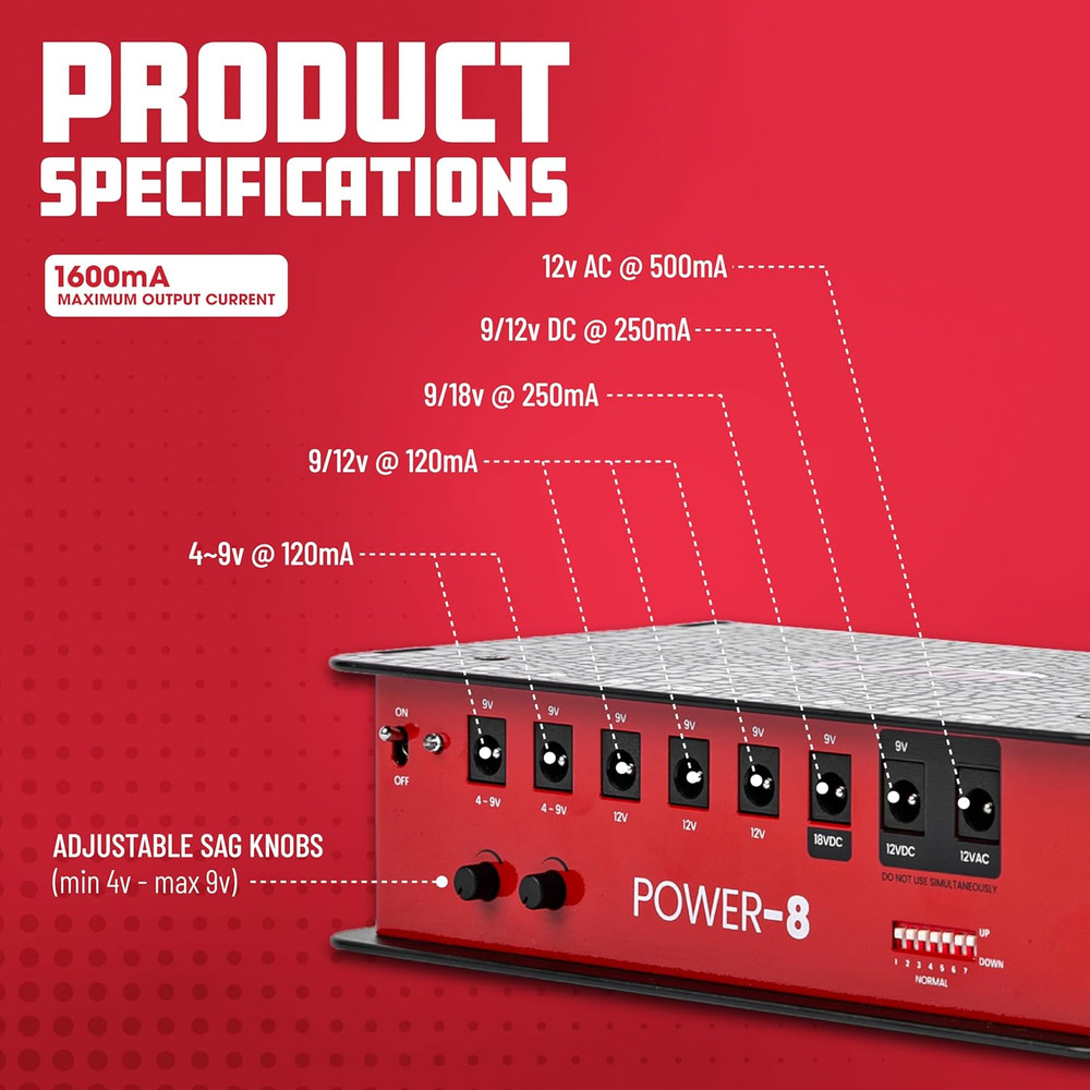 Cases Guitar Effects Pedal Power with 8 Isolated Outputs | Maximum Output Curren