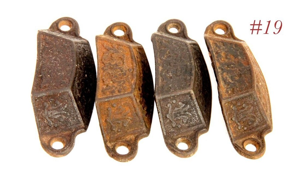 4 matching OLD DRAWER BIN PULLS Eastlake Hardware cast iron