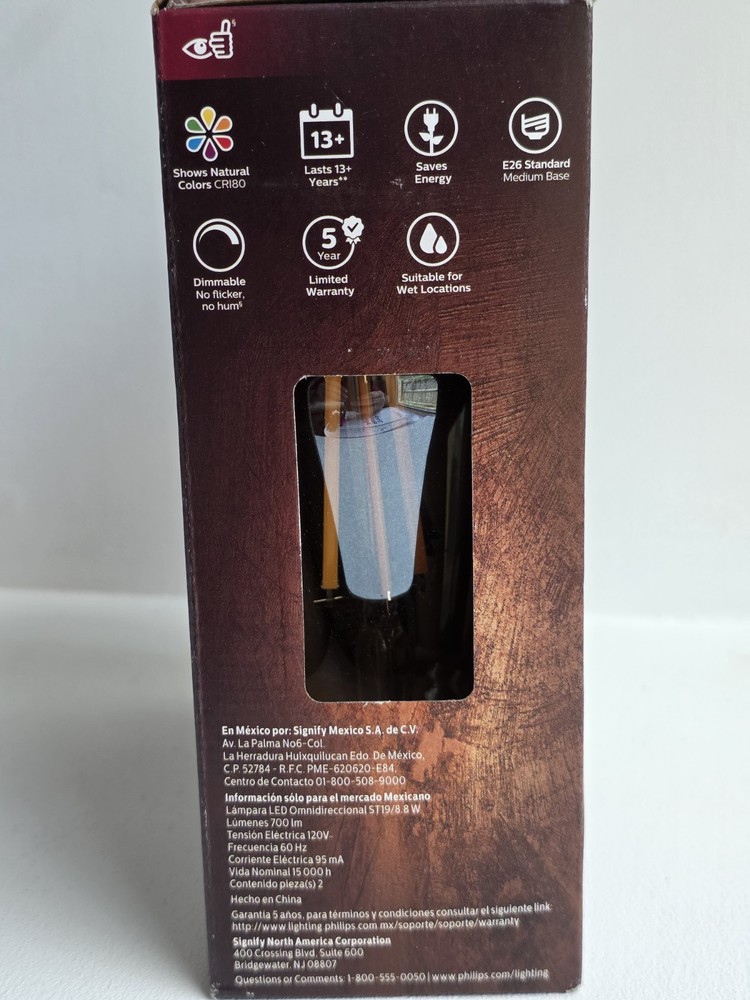 Philips Vintage Edison LED Light Bulb Dimmable Amber Pack Of 2