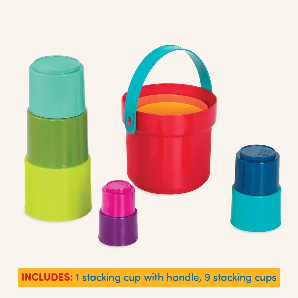 Battat Rainbow Stacking Cups Educational Toddler Toy Multicolor Playset