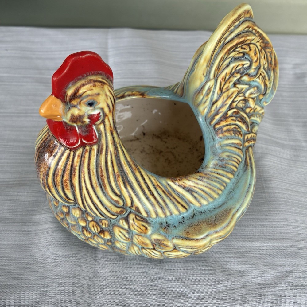 1984 Rooster Glazed Planter Signed By Artist