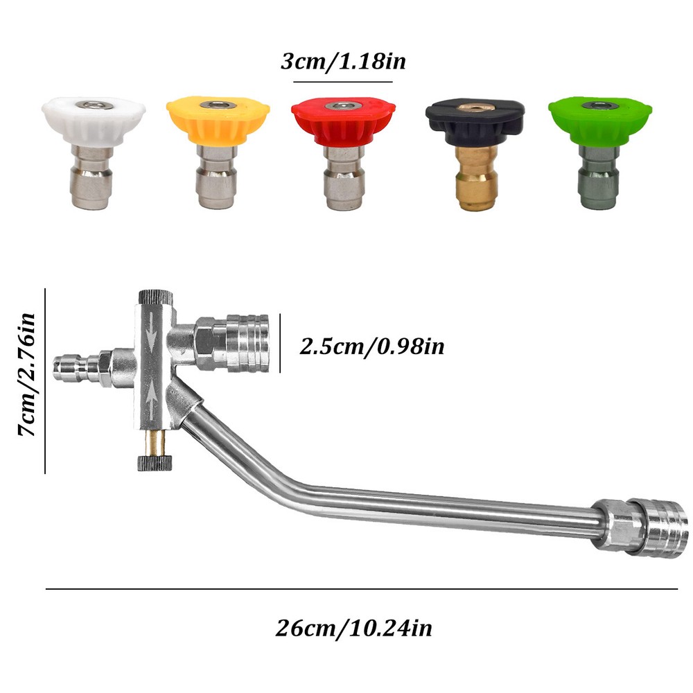Foam Cannon Dual-Connector Accessory, Double Tip Attachment with 5 Nozzles Tips