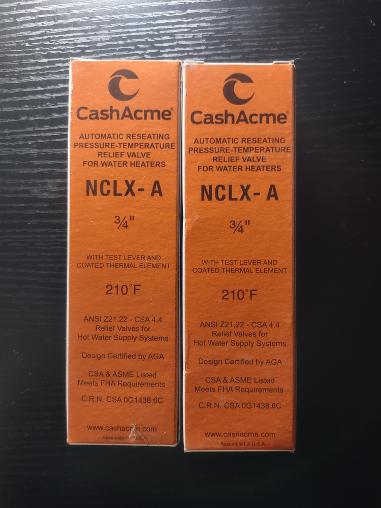 Hot water tank pressure relief valve NCLX-A CashAcme BRAND NEW in box