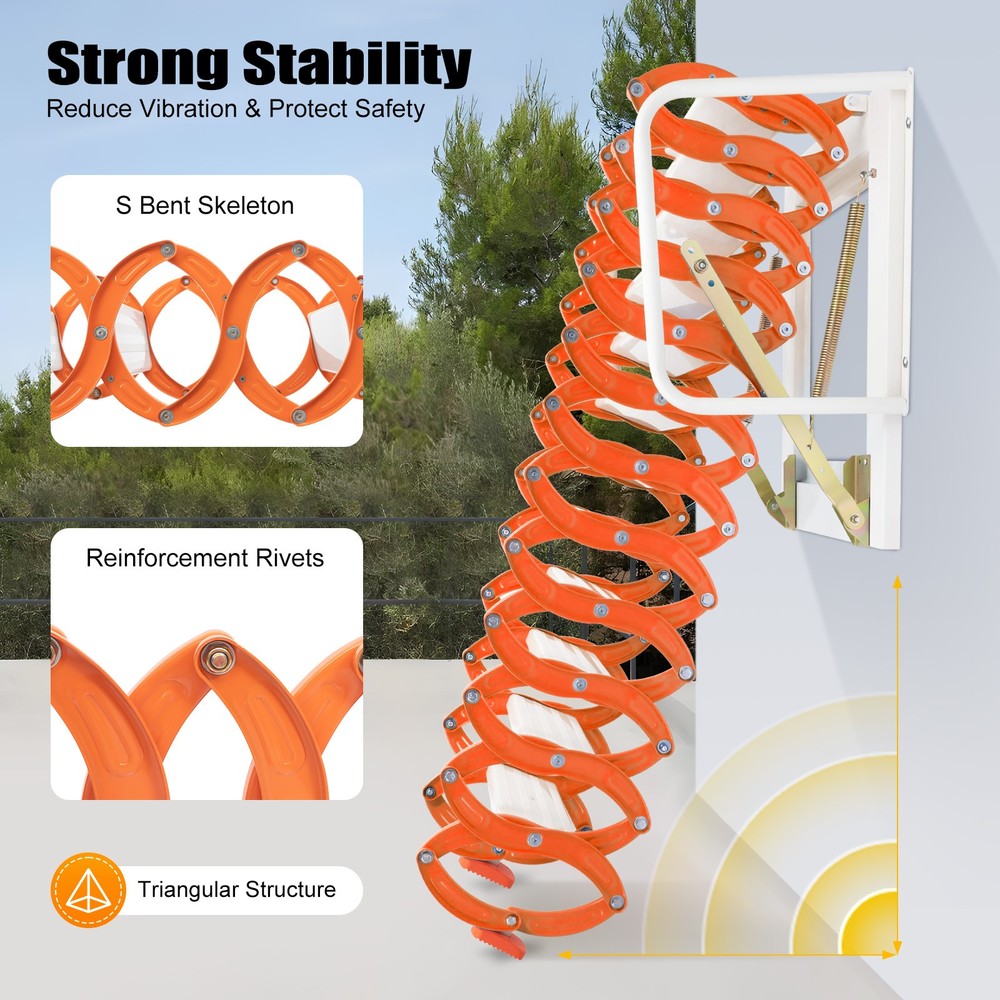 Wall-mounted Attic Folding Staircase Loft Stair Pulldown Retractable Attic Stair