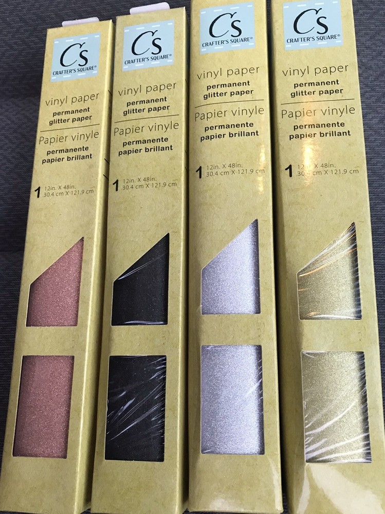 Crafter's Square - 4 rolls 12"x48" Permanent glitter vinyl paper
