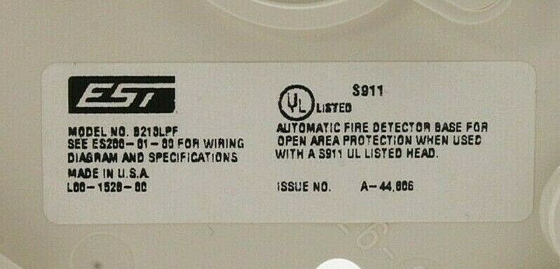 EST B210LPF Fire Detector Base (New in Box)