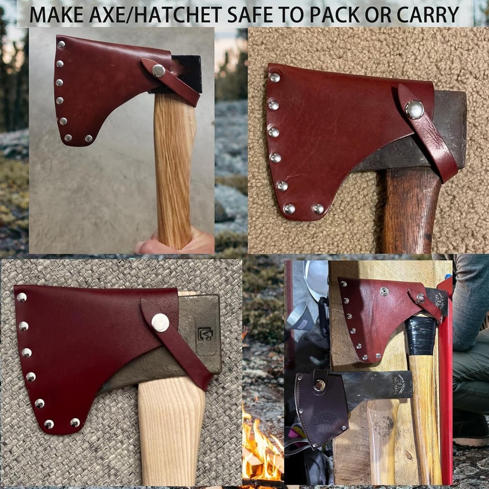 Wearable Leather Axe Sheath - Compact Protector with Easy Snap for Adventure