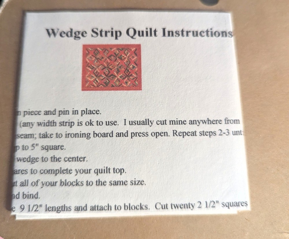 Wedge Strip Quilt Ruler Tool & Instructions — 2-Piece Set