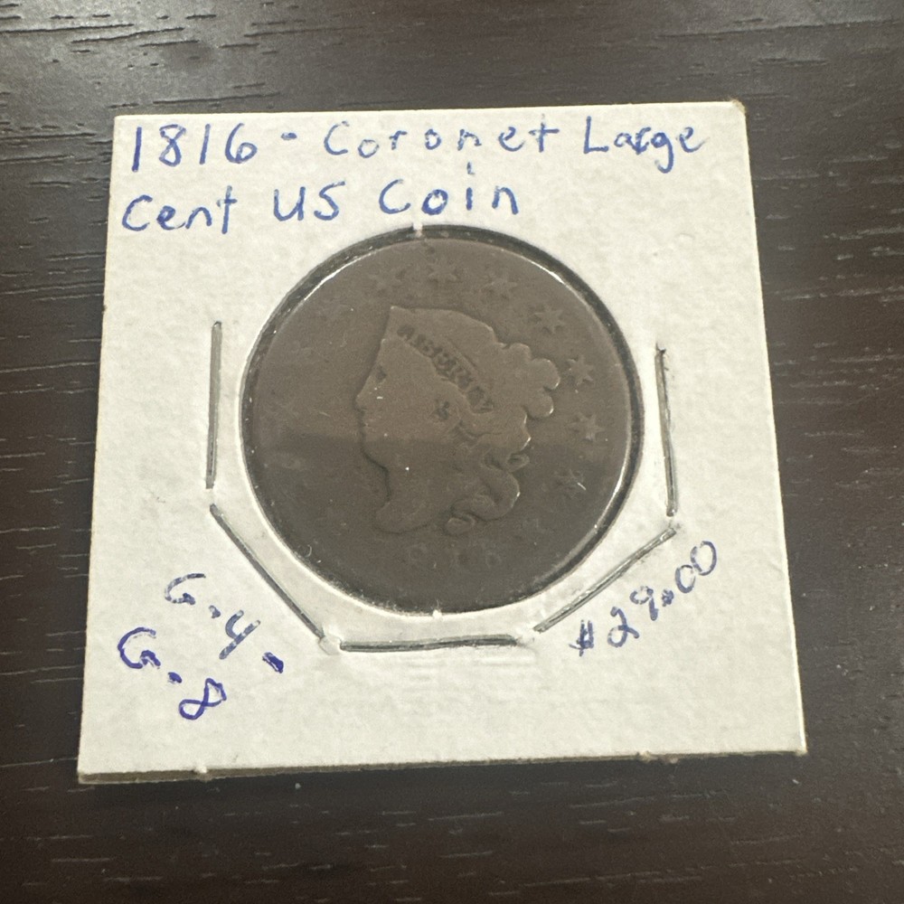 1816 1c Coronet Head Large Cent - VG