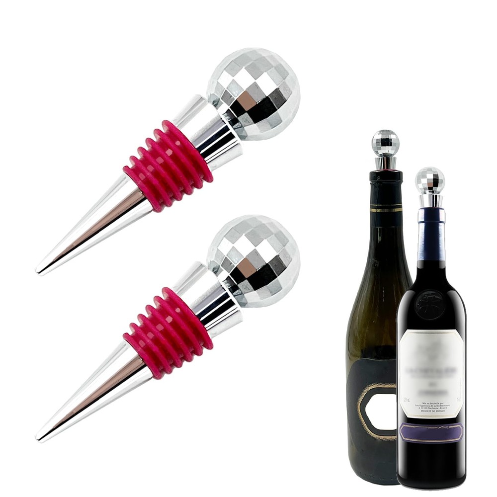 2 Pcs Disco Wine Bottle Corks,Reusable Wine Bottle Stopper with disco mirror ...