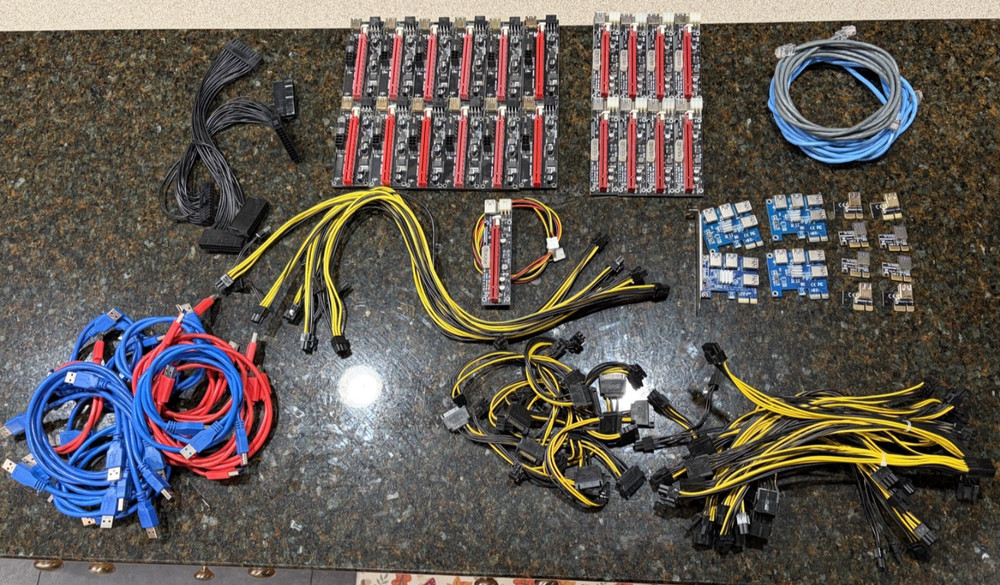 Lot Cryptocurrency GPU Risers + Adapters