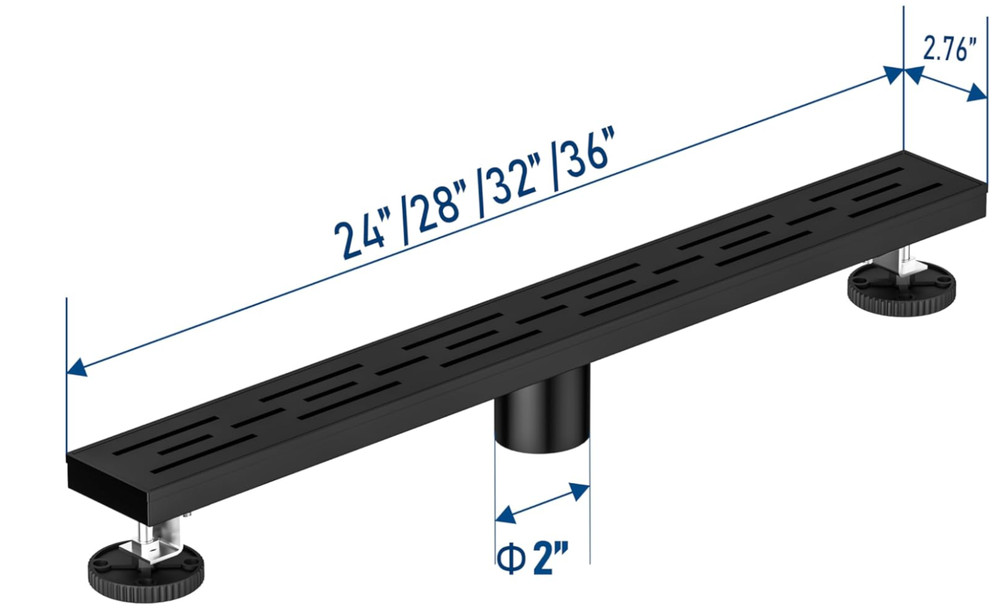 Neodrain 32 in Matte Black Linear Shower Drain, Rectangular Linear Shower Drain