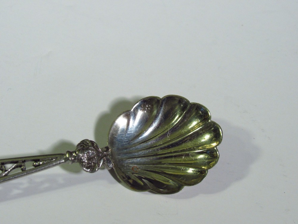 Fancy 3D Figural 800 Silver Scalloped Shell Serving Spoon with Winged Gargoyle