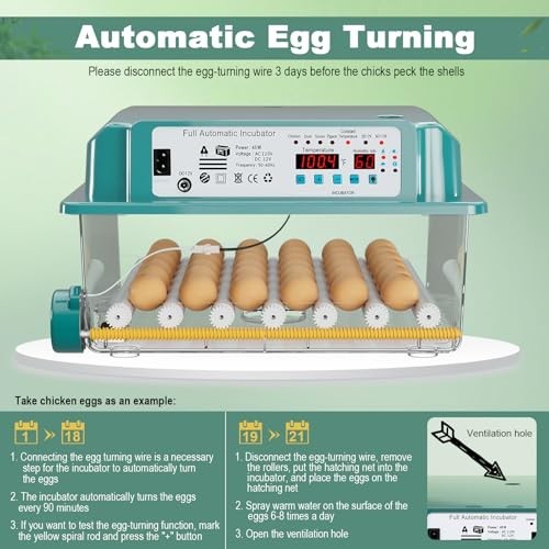 Egg Incubator 36 Eggs Automatic Hatching for Poultry with Humidity Control
