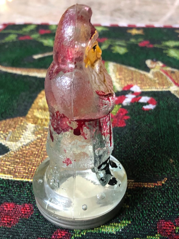 Vintage Avor Santa Glass Candy Container