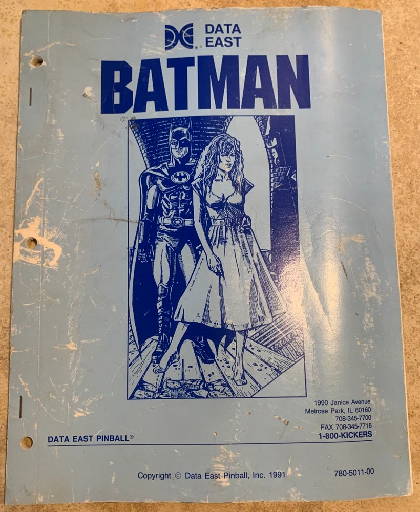 ORIGINAL Data East Batman Pinball Manual